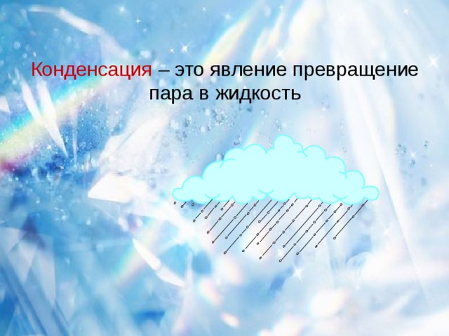 Конденсация – это явление превращение пара в жидкость