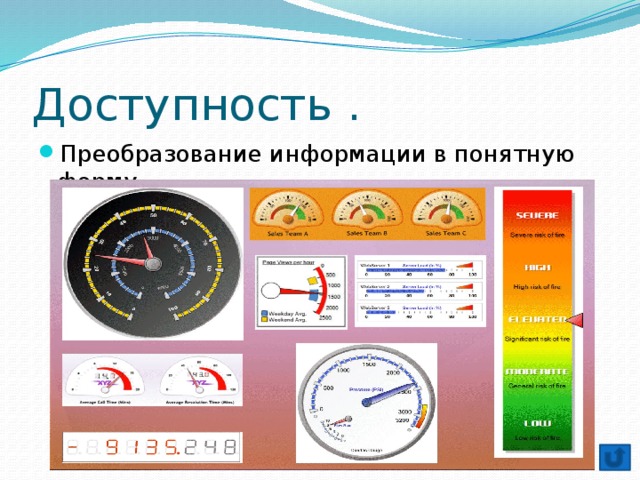 Доступность . Преобразование информации в понятную форму. 