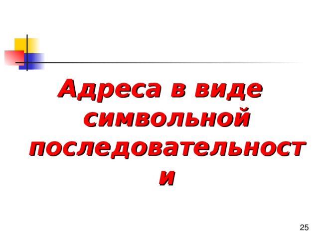 Адреса в виде символьной последовательности 