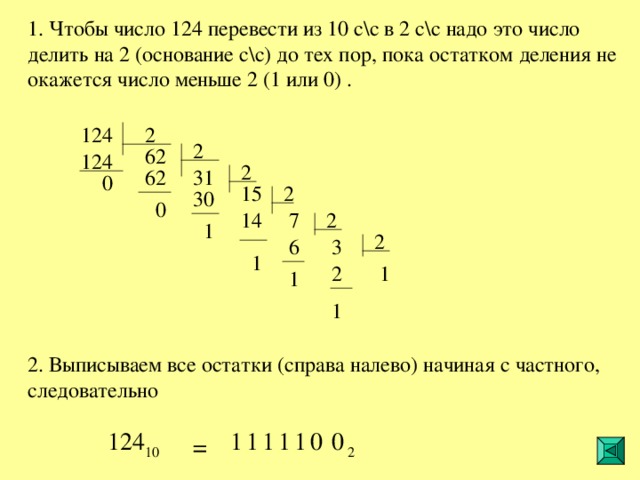 124 62 1 0 1 0  2 124 10  1 1 1 1 = 