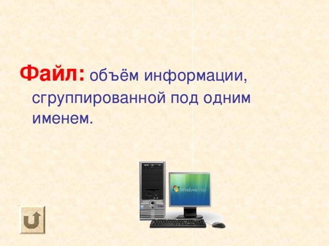 Файл: объём информации, сгруппированной под одним именем. 