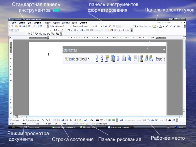 Вывод на экран панелей инструментов ms word выполняется командой