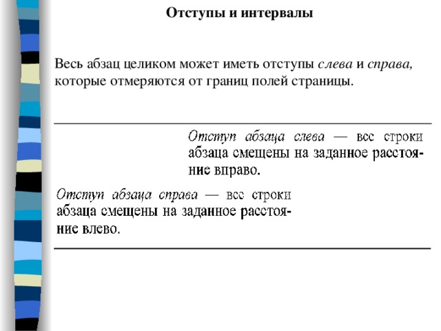 Отступы и интервалы слева справа, 