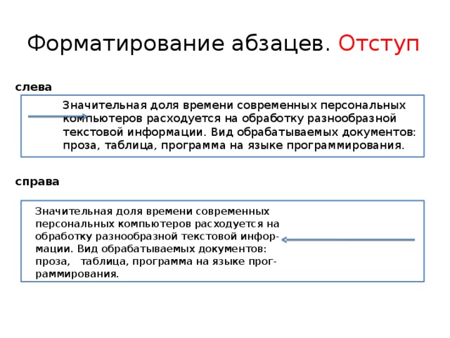 Абзац красная строка. Таблица форматирование абзацев. Способы форматирования абзацев. Форматирование абзацев Информатика 7 класс. Информатика задание 4.15 форматирование абзацев.