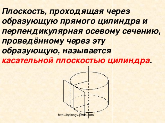 Образующая перпендикулярна плоскости