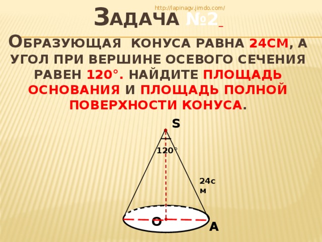 Осевое сечение конуса 120