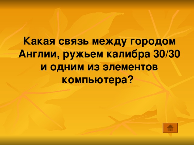 Какая связь между городом Англии, ружьем калибра 30/30 и одним из элементов компьютера? 