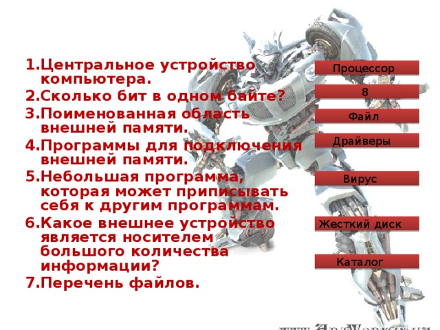 Что из перечисленного обозначает корневой каталог устройства внешней памяти