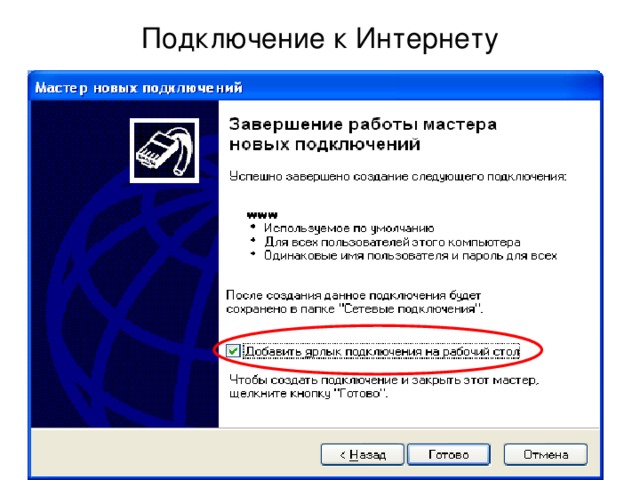 Подключение к Интернету 