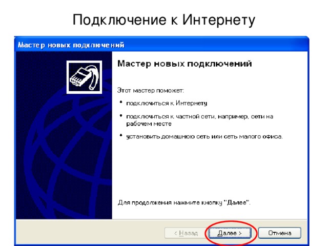Подключение к Интернету 