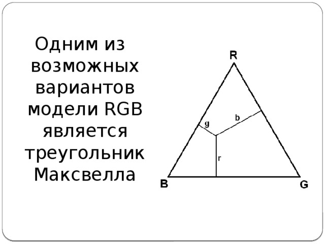 Одним из возможных вариантов модели RGB является треугольник Максвелла 
