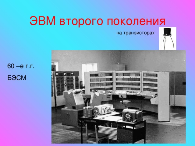 ЭВМ второго поколения на транзисторах 60 –е г.г. БЭСМ 