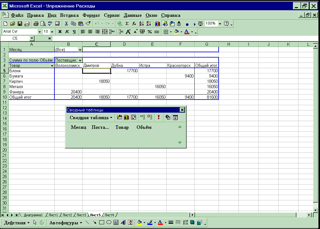 Тест по теме электронные таблицы ms excel