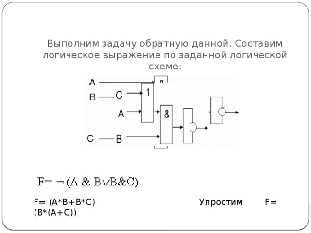 Логическое выражение f a b c