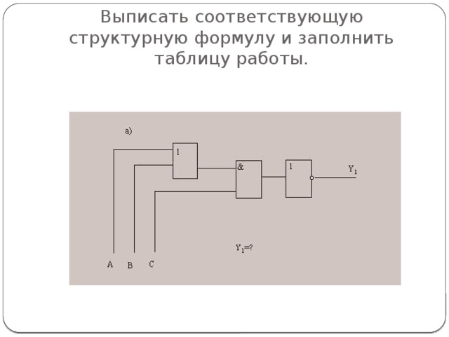 Выписать соответствующую структурную формулу и заполнить таблицу работы. 