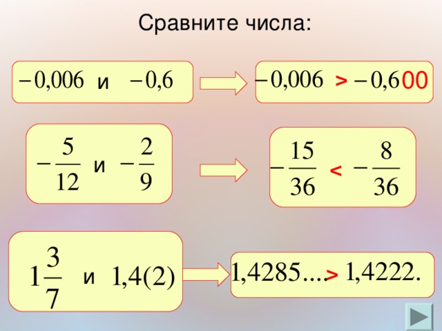 Как сравнить целые числа