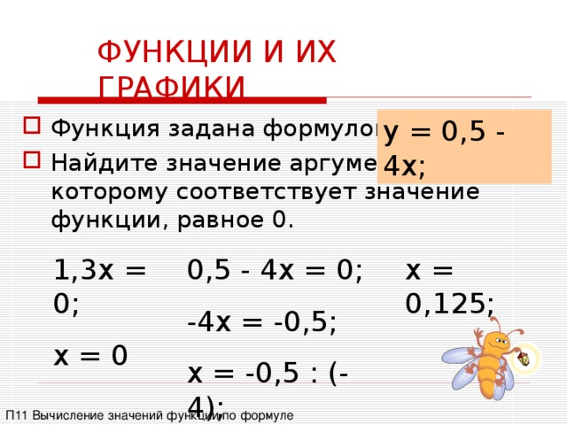 При каком значении аргумента значение функции равно. Функция заданная формулой. Значение функции равно 0. Найдите значение функции заданной формулой. Функции заданы формулами y=3x.