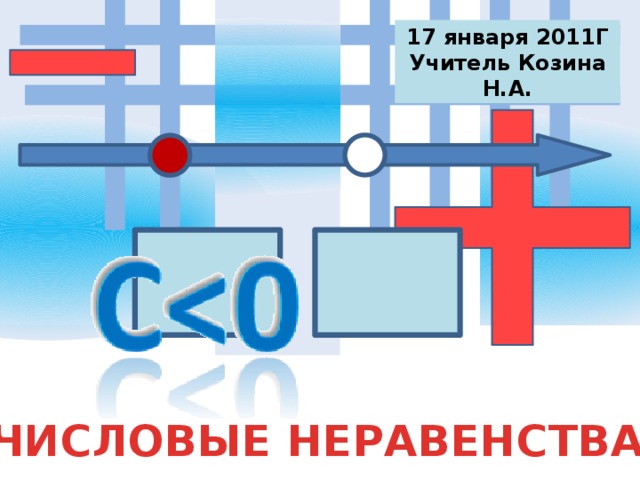 17 января 2011Г Учитель Козина Н.А. ЧИСЛОВЫЕ НЕРАВЕНСТВА 