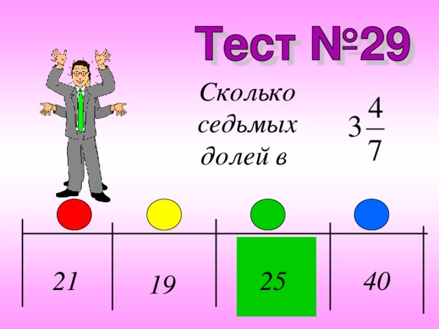 Сколько седьмых долей в 21 40 25 19 
