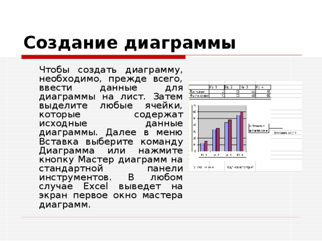 При создании диаграммы в электронной таблице прежде всего необходимо