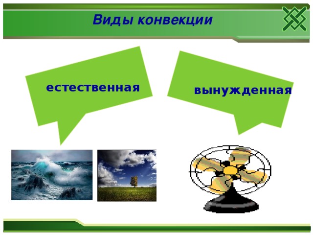 Виды конвекции естественная вынужденная  