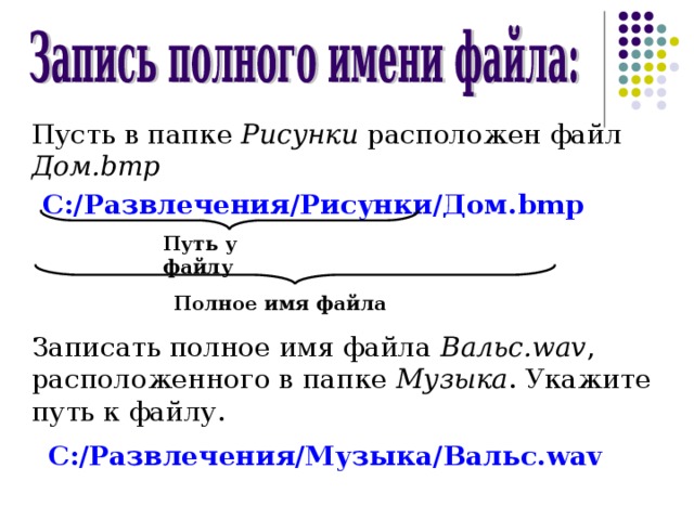 Запиши полное. Запись полного имени файла. Как записать имя файла. Запишите полное имя файла вальс WAV. Как записывается полное имя файла.