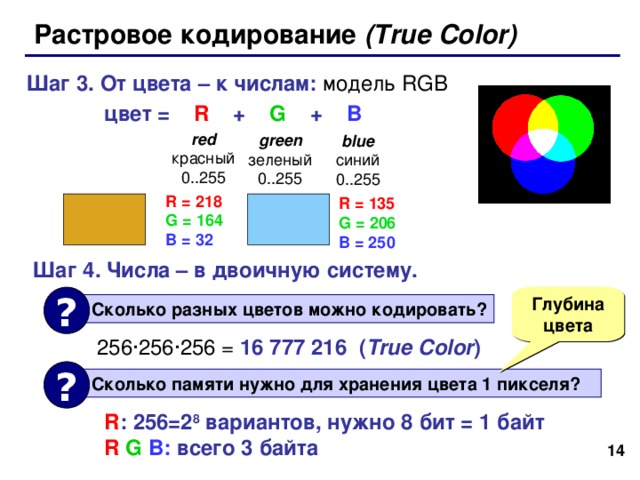 Для хранения 128 цветного изображения на кодирование одного пикселя выделяется