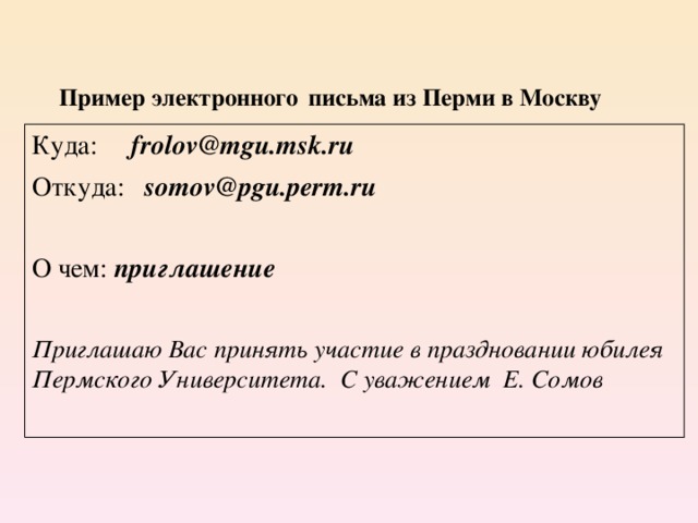 Электронная переписка образцы