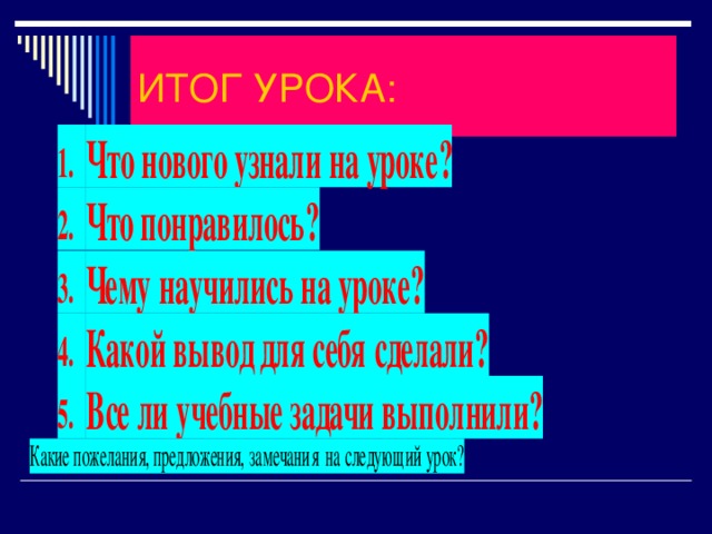 ИТОГ УРОКА: 