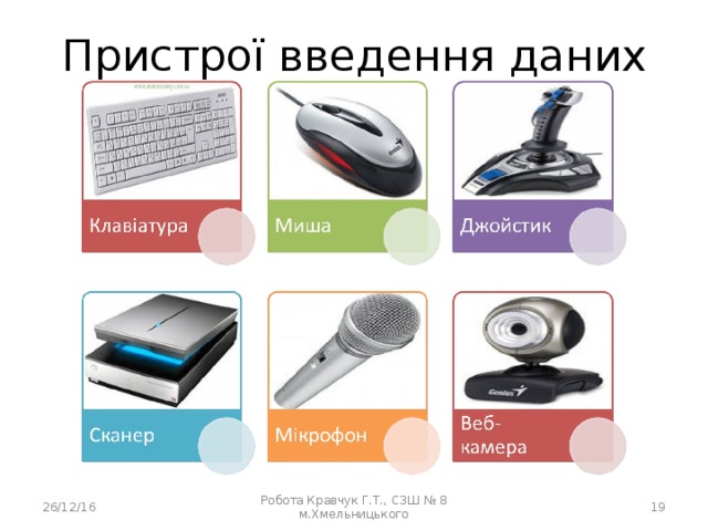 Пристрої введення даних 26/12/16 Робота Кравчук Г.Т., СЗШ № 8 м.Хмельницького  