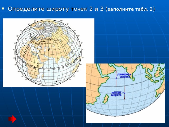 Карта с координатами широты