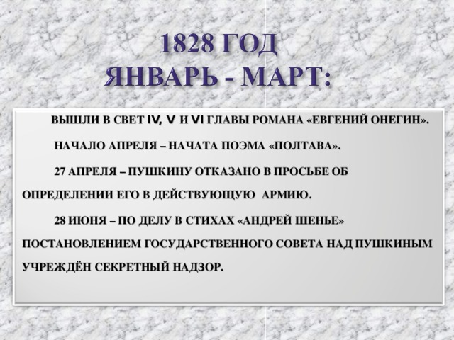 С каких событий начинается поэма. Собственные Записки.1826-1828.