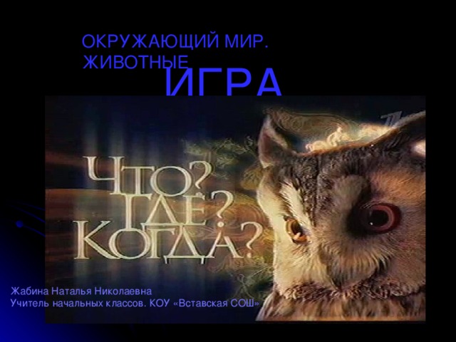 ОКРУЖАЮЩИЙ МИР. ЖИВОТНЫЕ ИГРА Жабина Наталья Николаевна Учитель начальных классов. КОУ «Вставская СОШ» 
