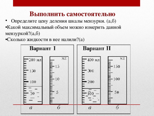 Шкала мензурки. Приборы со шкалой деления. Определение цены деления шкалы. Мензурка с делениями.