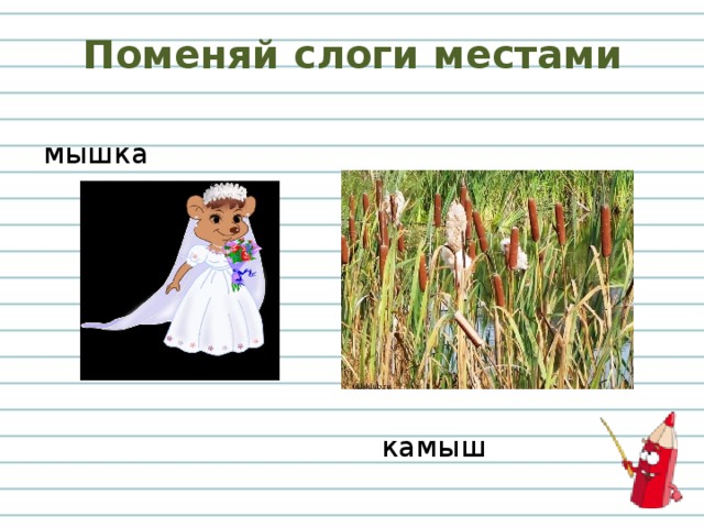 Поменяй слоги местами мышка камыш 