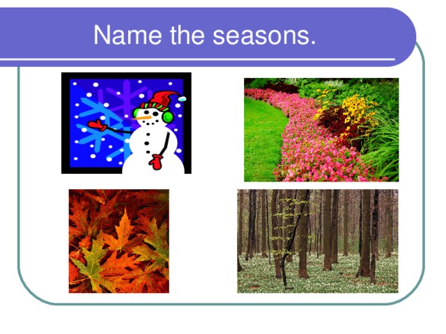 Name the seasons. 