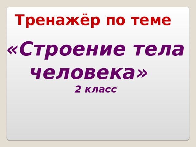 Тренажёр по теме  «Строение тела человека» 2 класс 