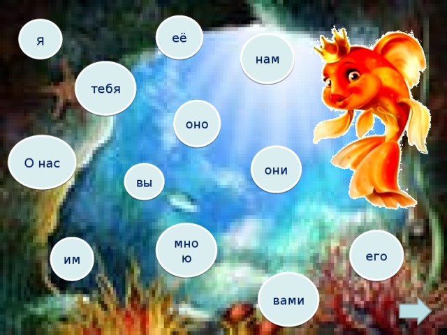 её я нам тебя оно О нас они вы мною его им вами 