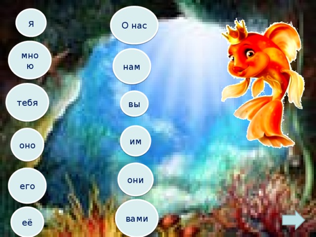 О нас я мною нам тебя вы им оно они его вами её 