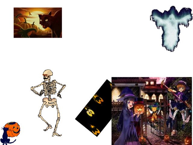 Skeletons and ghosts and ghouls,  Grinning goblins fighting duels,   