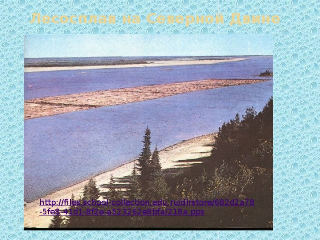 Лесосплав на Северной Двине http://files.school-collection.edu.ru/dlrstore/682d2a78-5fe8-41d1-8f2e-a523262e8bfa/218a.pps 