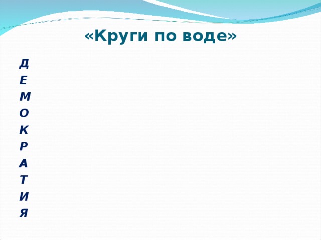 «Круги по воде» Д Е М О К Р А Т И Я 