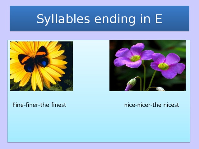 Syllables ending in E 