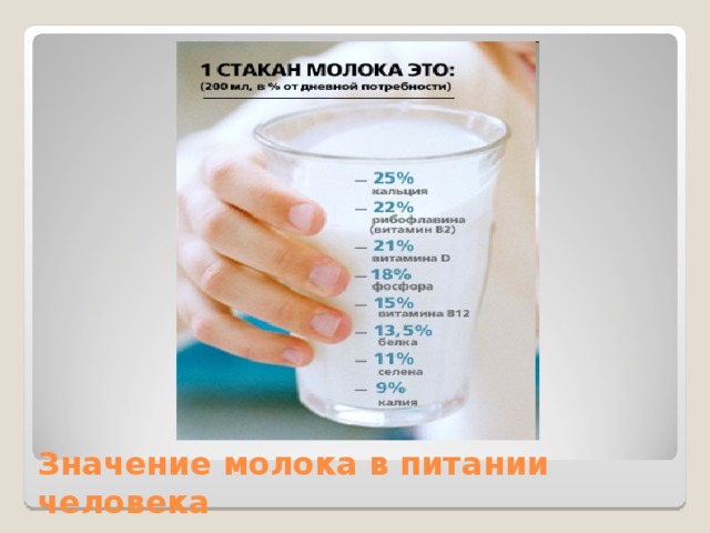 Значение молока в питании человека 