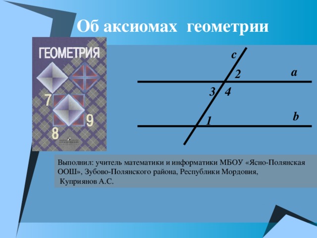 Презентация об аксиомах геометрии