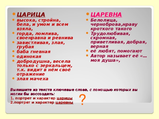 Что значит кроткий нрав. Царевна Белолица Черноброва. Словесный портрет царицы. Белолица Черноброва нраву кроткого такого. Словесные портреты царевны и царицы.