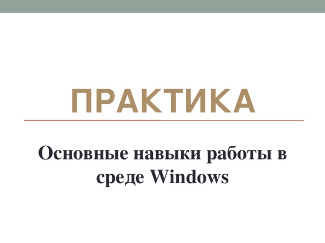 ПРАКТИКА Основные навыки работы в среде Windows 