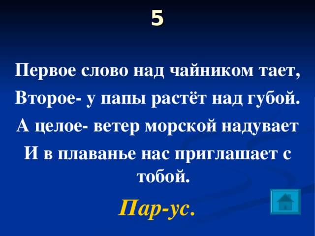 Тают слова текст. Первое слово над чайником тает второе у папы растет над губой. Пример шарады первое слово над чайником тает. Слова над.