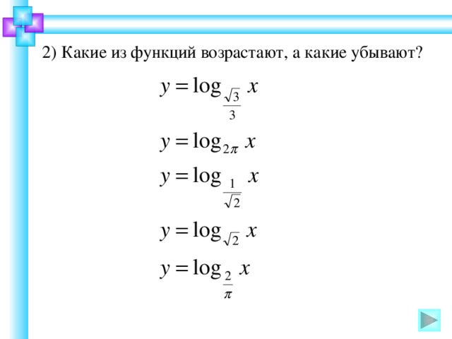 2) Какие из функций возрастают, а какие убывают?  