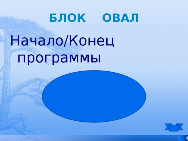 блок овал Начало/Конец программы 